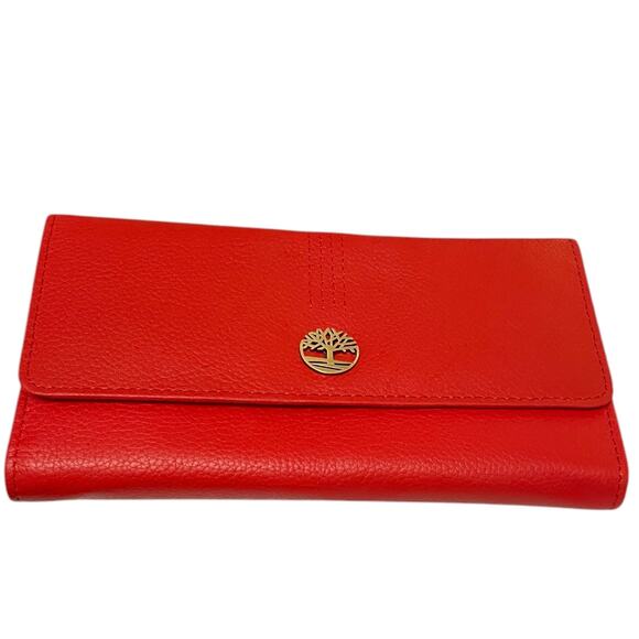 NWT TIMBERLAND Red Genuine Leather Women's Wallet No Flaws PRICE FIRM - Picture 2 of 12